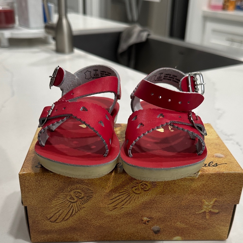 Charming Red Kids Sandals with Heart Accents